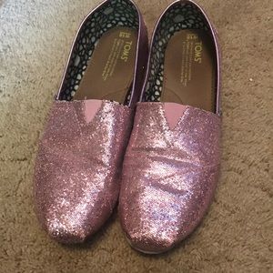 Toms pink glitter size 10